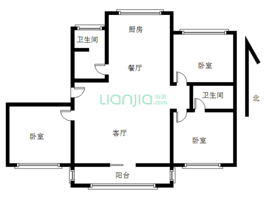 成熟社区， 南北通透*大阳台，房本满五还有地下室-户型图