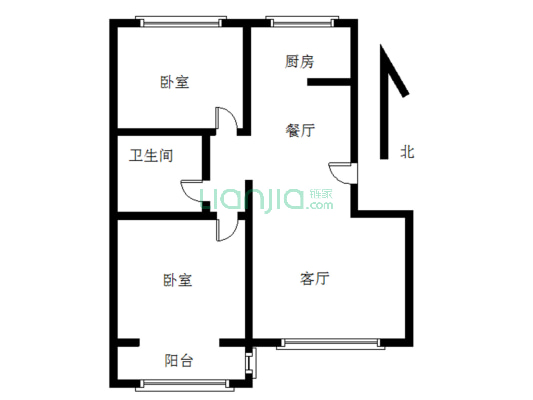 东林家园 南北通透两居 中间层 看房方便-户型图