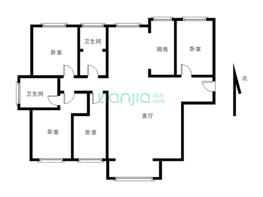 品质洋房社区 人车分离 四居室 户型方正-户型图