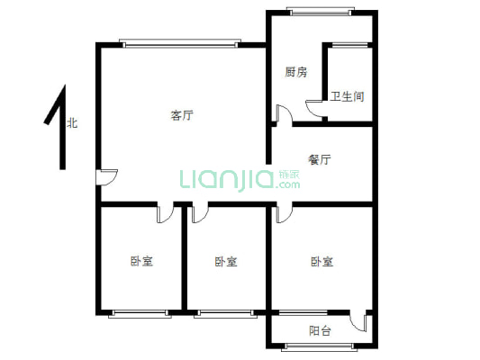 南北通透三居，视野宽阔，采光充足，出行便利-户型图