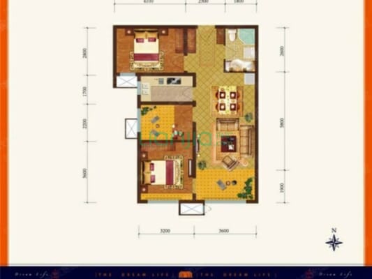 鸿坤理想湾北区 3室2厅 南-户型图