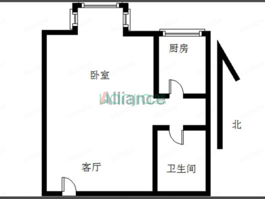 市医院 金街商场旁 南向中间楼层大一居 精装 带租户-户型图