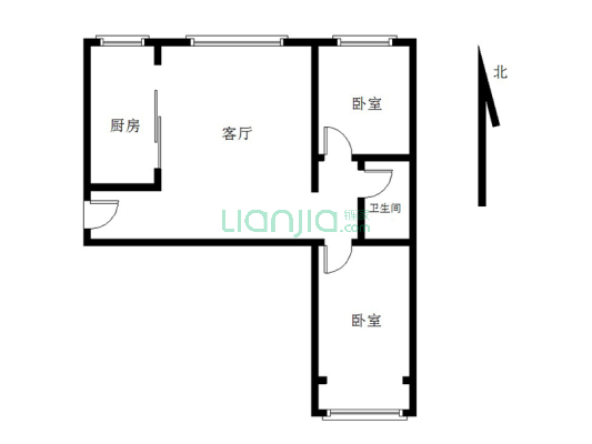 钻石广场南北通透拎包入住两居室-户型图