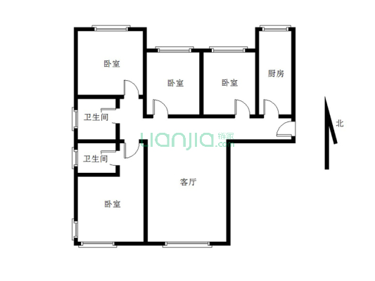 【商圈主推】鸿坤捡漏房 一级社区 南北大H 有装修-户型图