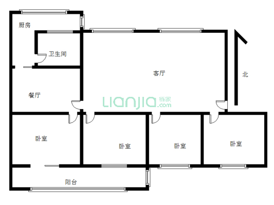 涿州开发区南北精装四居室房本满二诚意出售-户型图
