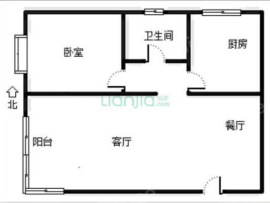 理想湾正规一室一厅，全明格局 ，精装修-户型图