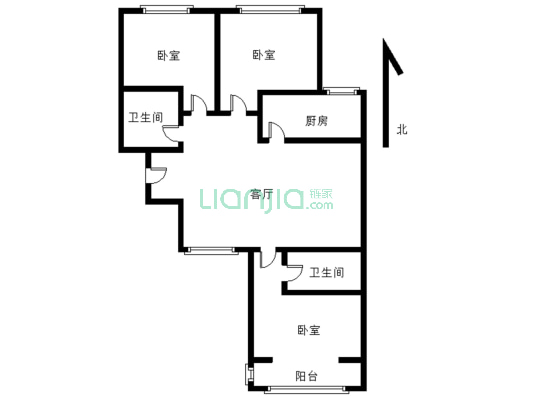 地质嘉园 3室2厅 南 北-户型图