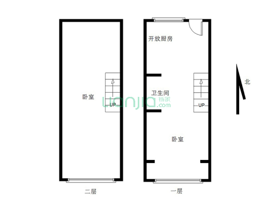 鹏渤印象城牛津花园 2室1厅 南-户型图