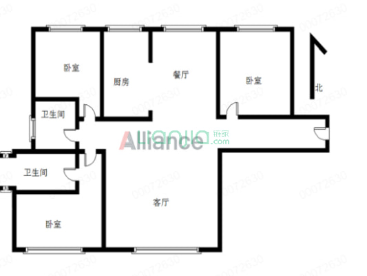 香邑溪谷上园  三居室  南北通透  高楼层-户型图