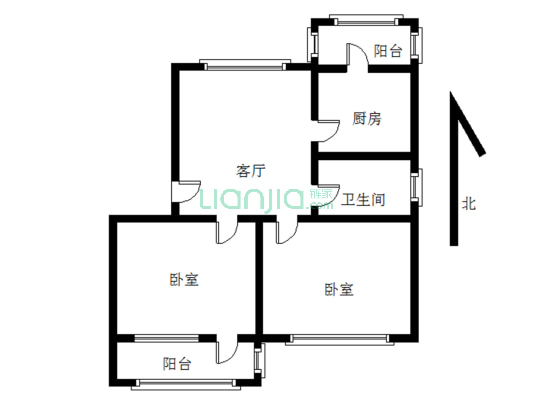 中国石油报社家属院 2室1厅 南 北-户型图