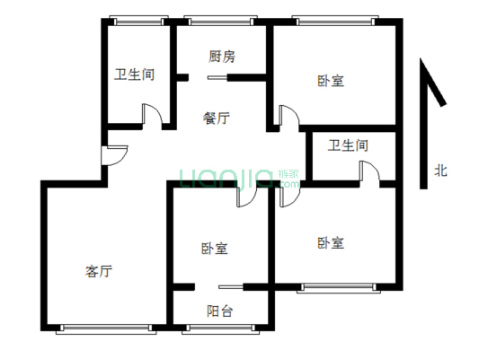 名流枫景洋房 3室2厅 南 北-户型图