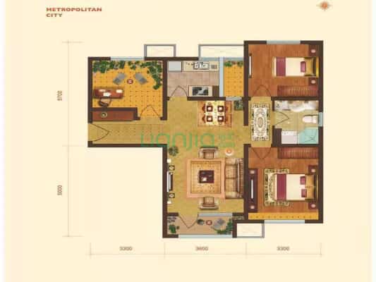 此房南北通透 格局方正 中间楼层-户型图