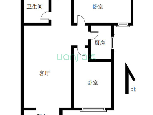 温莎假日二期高层公寓 2室2厅 南-户型图