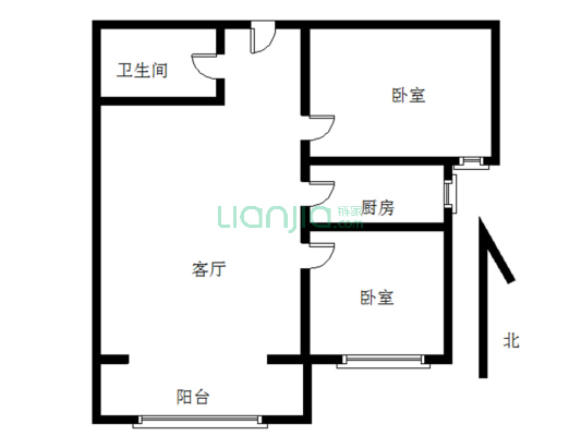 冠云路，精致装修，采光好，大二居室，-户型图