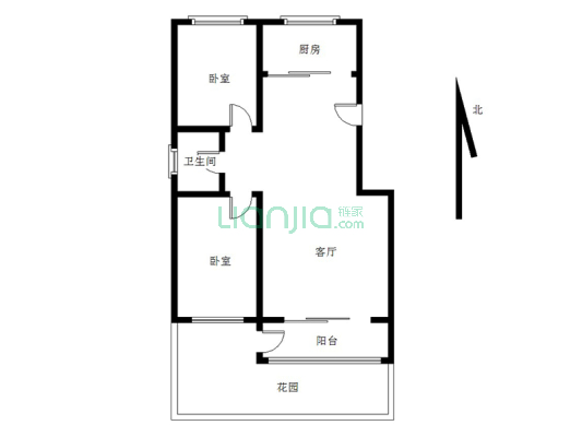 南北大两居， 小区安静又安全、电梯洋房-户型图