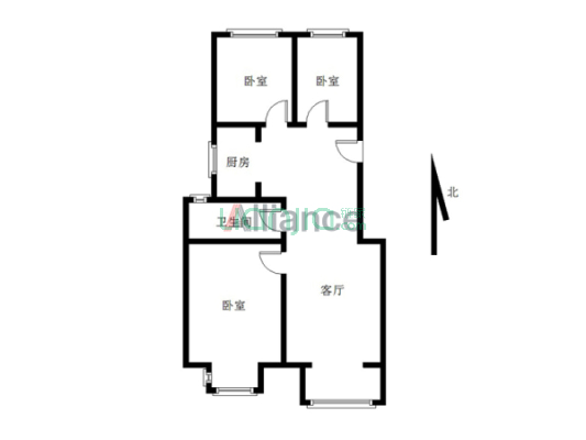 天地新城 3室1厅 南 北-户型图