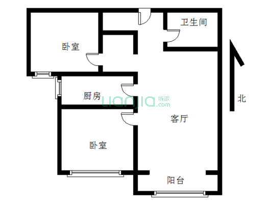牛津花园精装两居全南户型 税费低 随时看房-户型图
