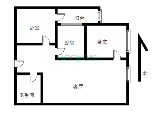 同善园银座 精装修两居室 采光好 无遮挡-户型图