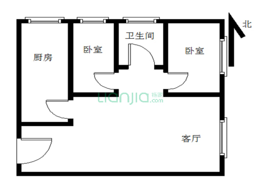 青年大街 两室一厅 户型方正  面积实际90