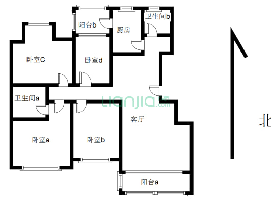 江畔明珠广场 4室2厅 东南