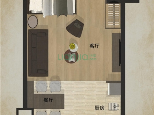 蓝色钱江公寓精装修一室带阳台带地暖