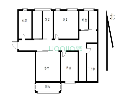 明珠广场芙蓉名园 南北大四房 户型方正 厨卫全明