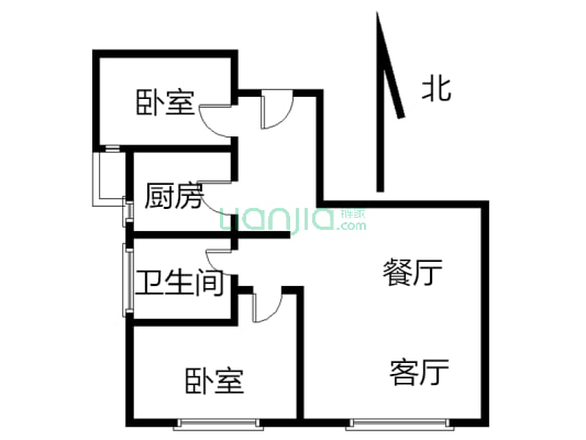 厦禾裕景 2室1厅 南