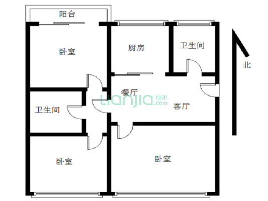 金鸿花园 3室2厅 南