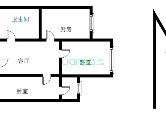 万达广场鸿景苑 2室1厅 东