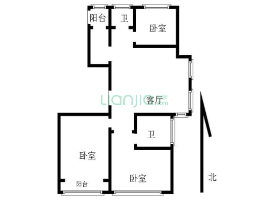 全明户型 把东户 精装套三 南北通透 通风性好