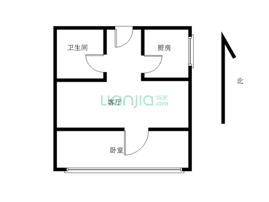 闻海公寓 1室1厅 北