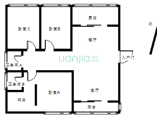 方圆创世 3室2厅 南 北