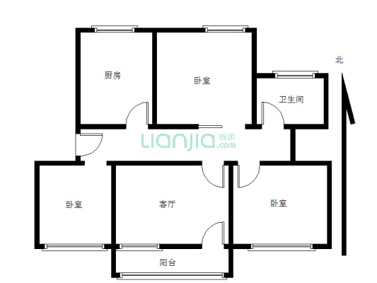 湖北省科学技术协会宿舍 3室1厅 南 北