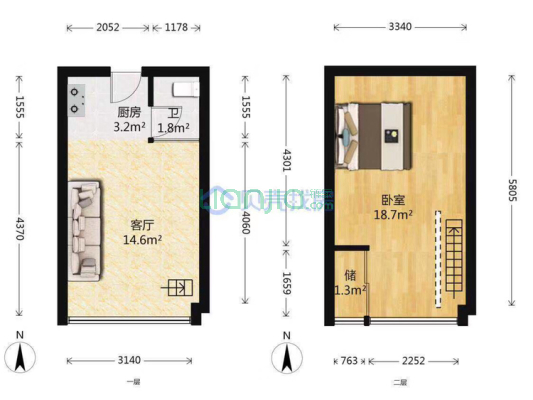 他城时代公寓 1室1厅 北