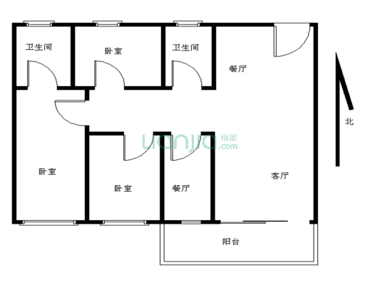 高层南向三房两卫，采光通风好，实用率高