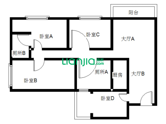 银湖谷刚需小四房，正南朝向看山望水，采光好通风