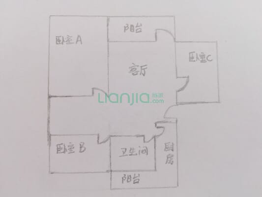 茂业城正规三房户型，户型方正，看房方便