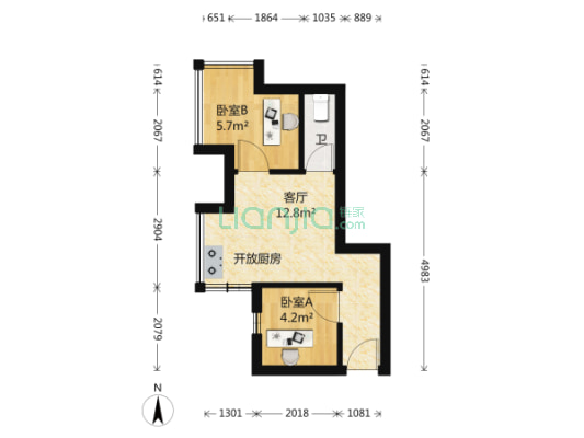 鹏公馆 2室1厅 465万