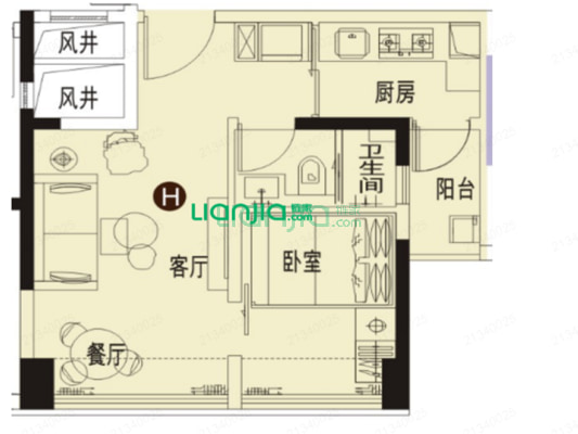 精装一房 正对小区花园  位置安静