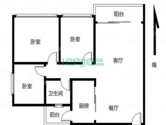 水围龙轩豪庭 3室1厅 南