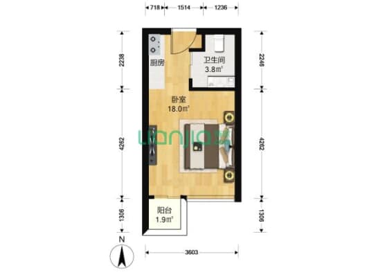 小户型 总价低 带阳台 户型方正 智能指纹解锁 精装修