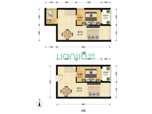 理想公馆 3室1厅 600万