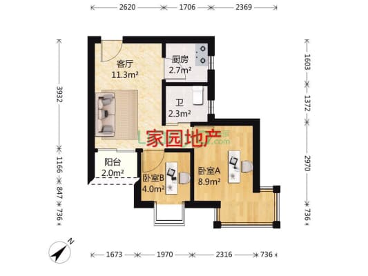 科技园 刚需入门级 松坪村西区三期 两房 精装修 笋盘