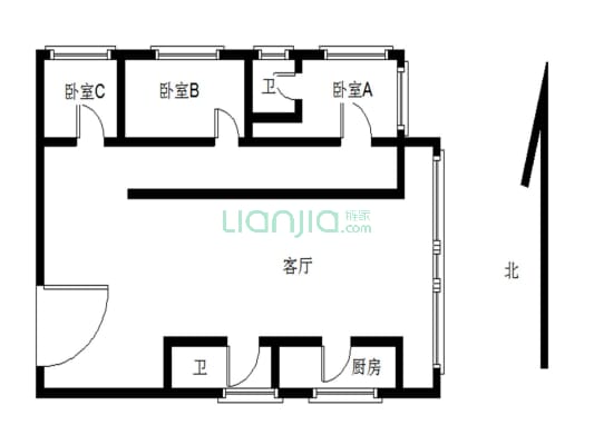 结构方正,实用率高,大3房出售.