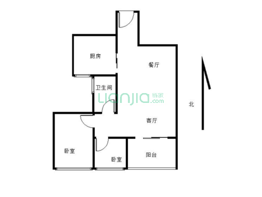 万达广场 3房2厅 户型方正 采光充足