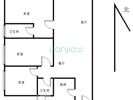 长安地王广场 3室2厅 东南