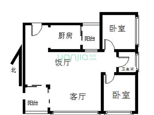 锦上城泓景苑 2室2厅 115万-户型图