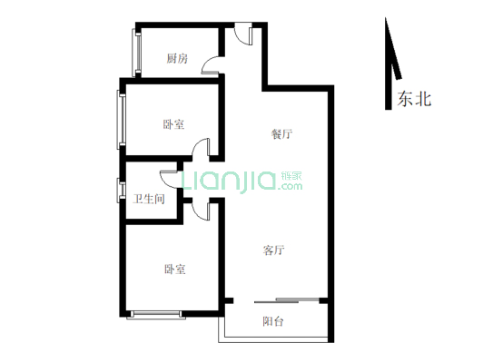 香樟林2房2厅，带装修，好楼层-户型图