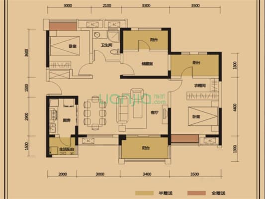 峰度天下 3室1厅 350万