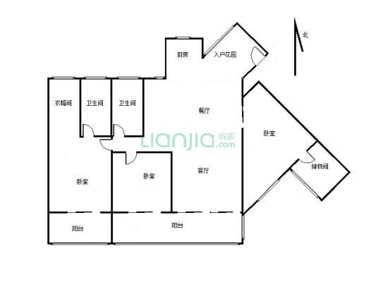 套三双卫带入户花园，150㎡，客厅主卧朝南